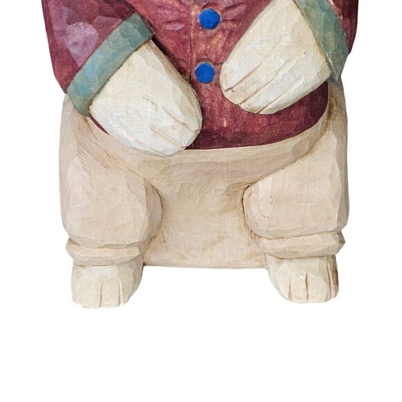 Handcarved Intricate Dressed Bunny Rabbit In Formal Suit Handpainted Signed Rose - Picture 4 of 13